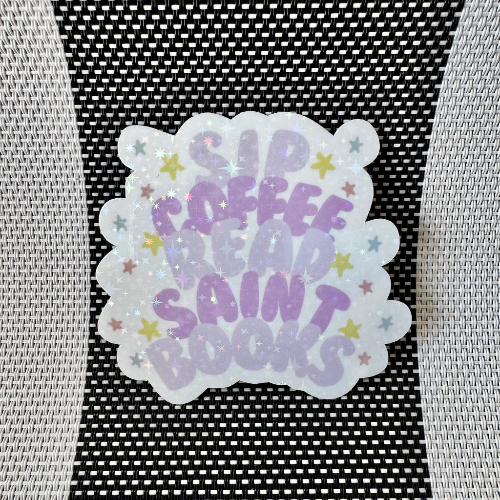 "Sip & Read Saint Books" Sticker