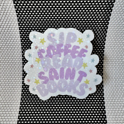 "Sip & Read Saint Books" Sticker