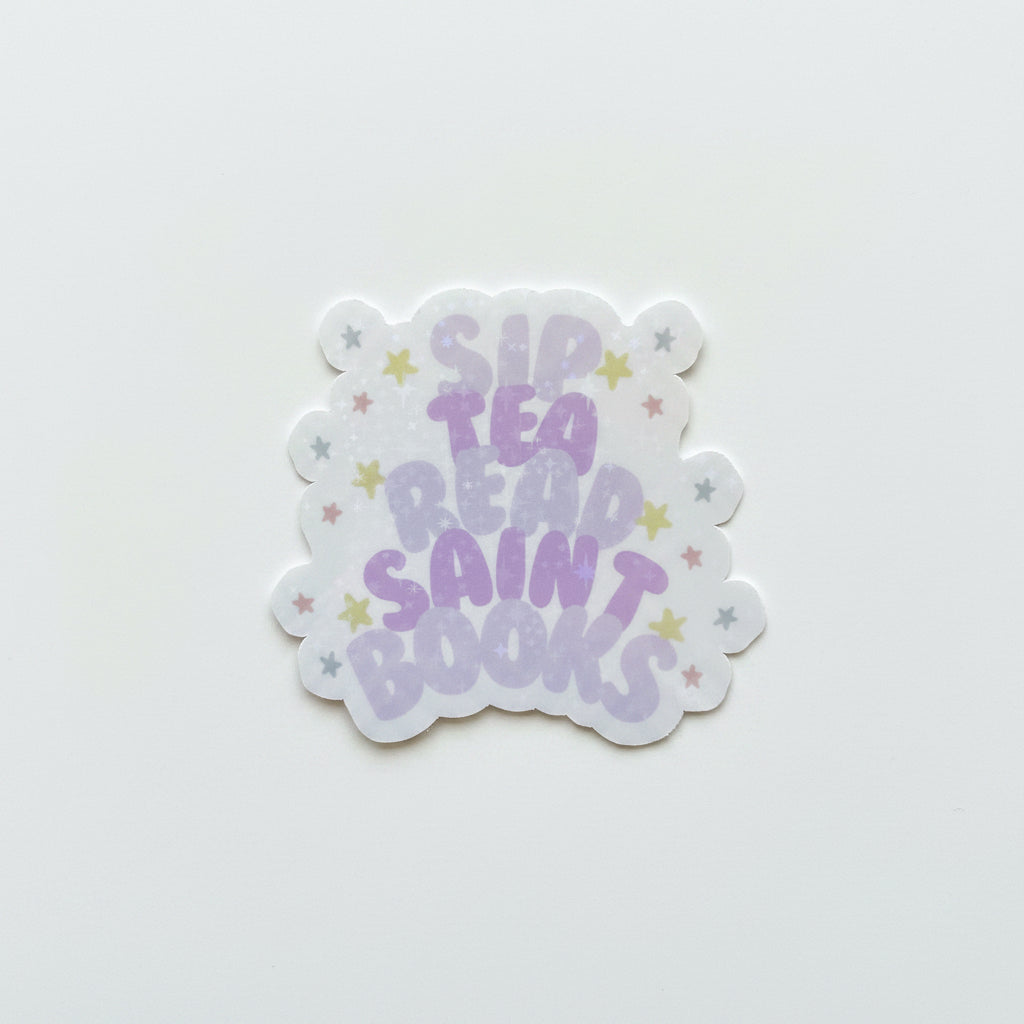 Holographic Sip and Read Saint Books Catholic sticker (1 of 5)