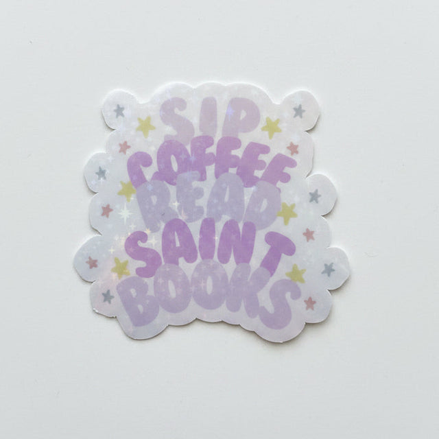 "Sip & Read Saint Books" Sticker
