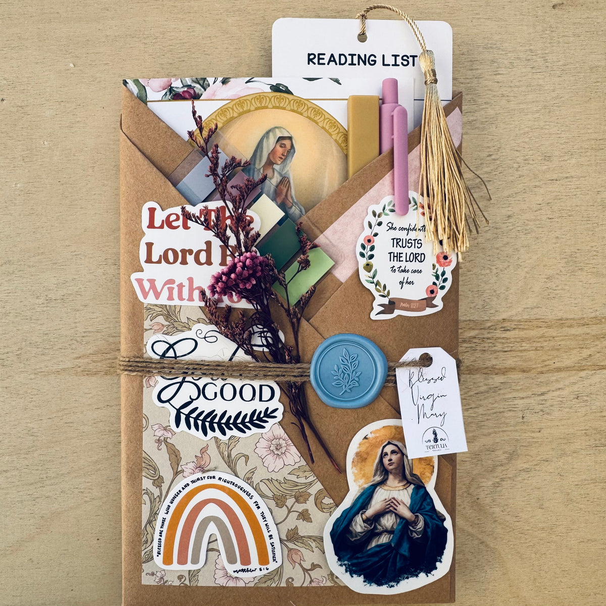 Catholic Blind Date With a Book bundle with wrapped book and reading gifts (4 of 6)
