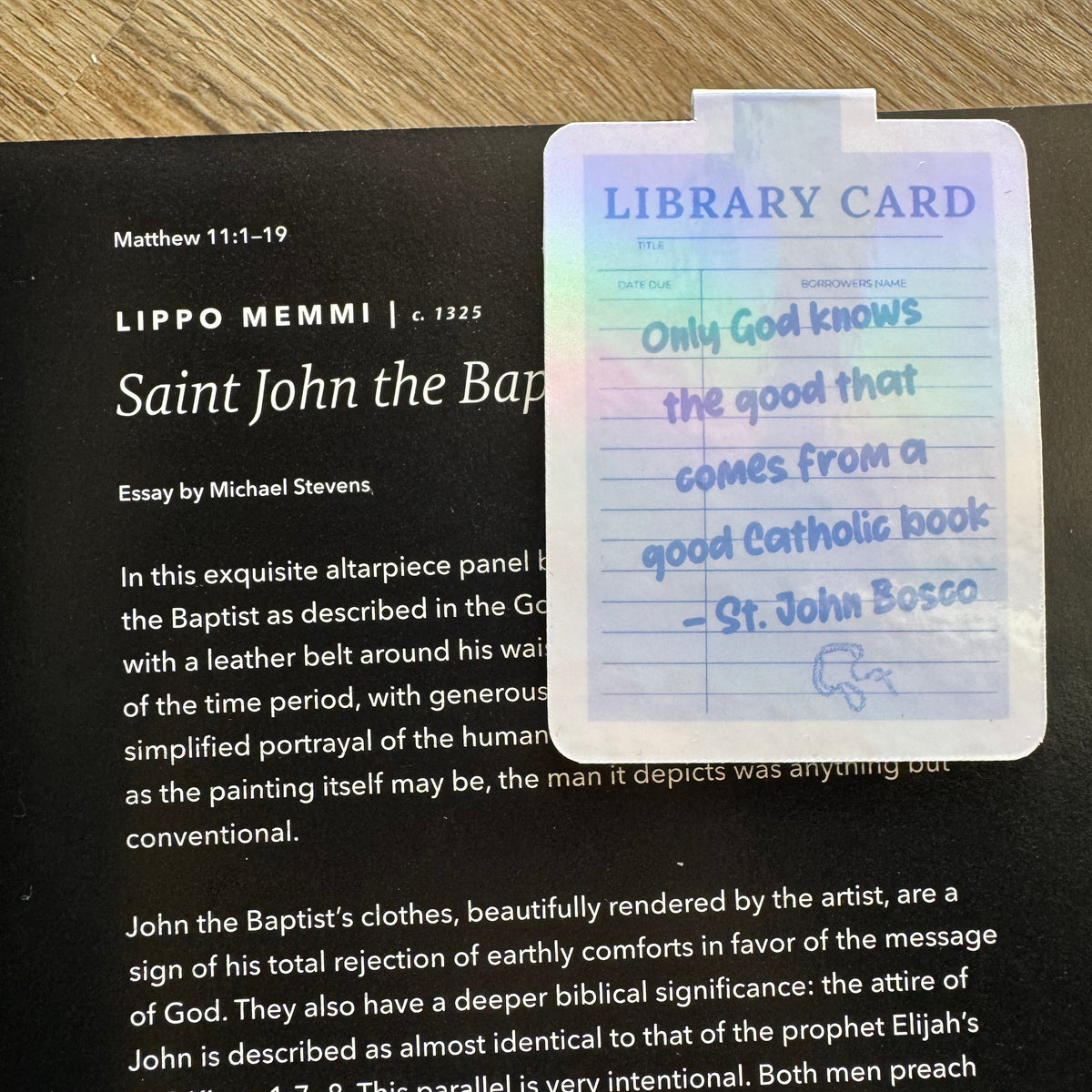 Holographic Catholic magnetic bookmark with saint quote (1 of 11)