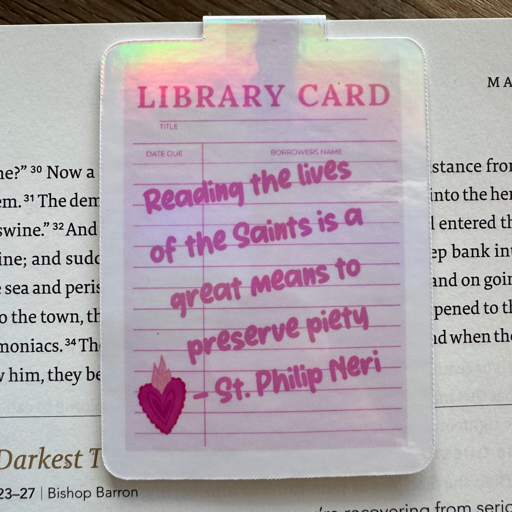 Holographic Catholic magnetic bookmark with saint quote (4 of 11)