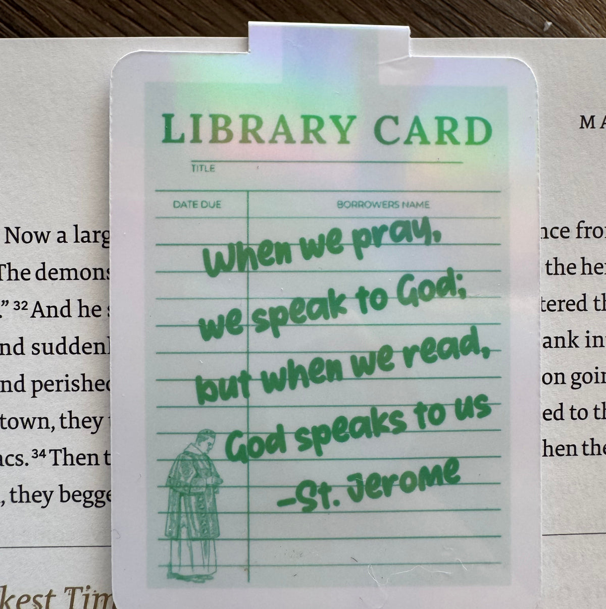 Holographic Catholic magnetic bookmark with saint quote (6 of 11)