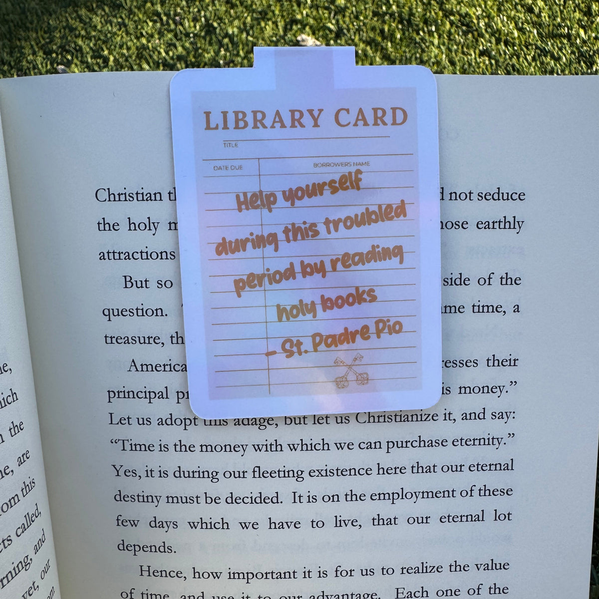 Holographic Catholic magnetic bookmark with saint quote (10 of 11)