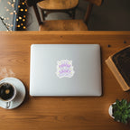Holographic sticker reading Sip Coffee Read Saint Books