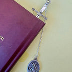St. Michael the Archangel metal chain bookmark with a sword charm and medal